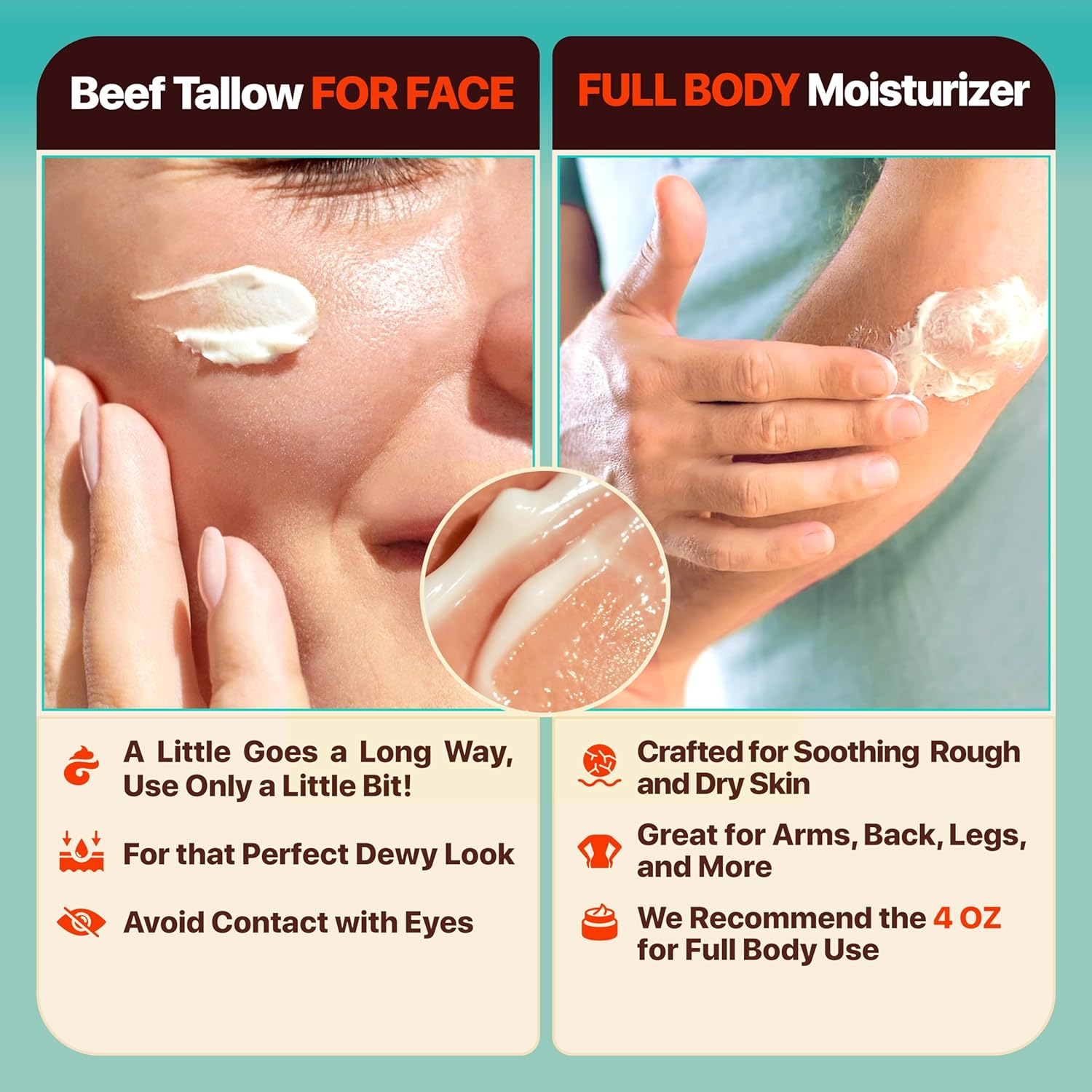 100% Grass Fed Whipped Beef Tallow Moisturizer Cream with Jojoba Oil and Shea Butter for Eczema and Rosacea - Citrus Breeze - 2 oz - Image 3
