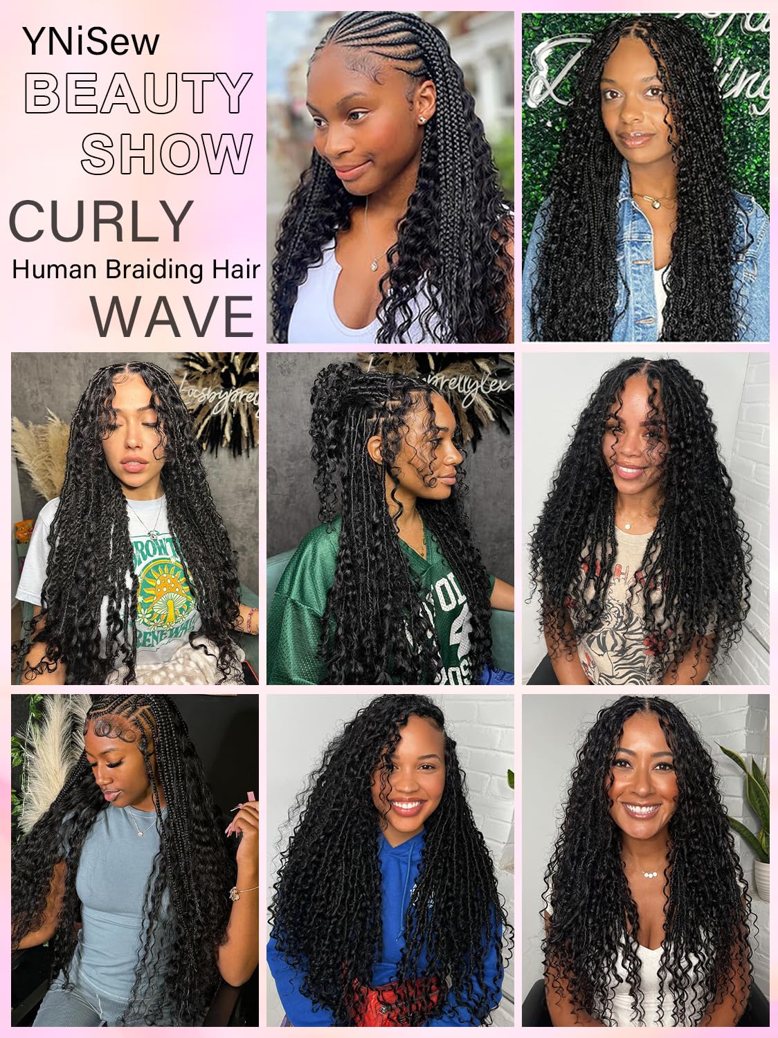 100 Percent Human Braiding Hair For Boho Braids Curly Human Hair Braiding Hair Full Bulk Human Hair For Braiding Wet Wavy 100g 2 Bundles No Weft Micro Braiding Hair Human Hair Extensions YNiSew - Image 7