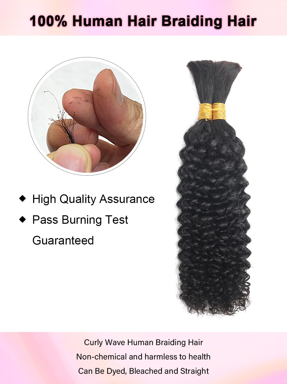 100 Percent Human Braiding Hair For Boho Braids Curly Human Hair Braiding Hair Full Bulk Human Hair For Braiding Wet Wavy 100g 2 Bundles No Weft Micro Braiding Hair Human Hair Extensions YNiSew - Image 2