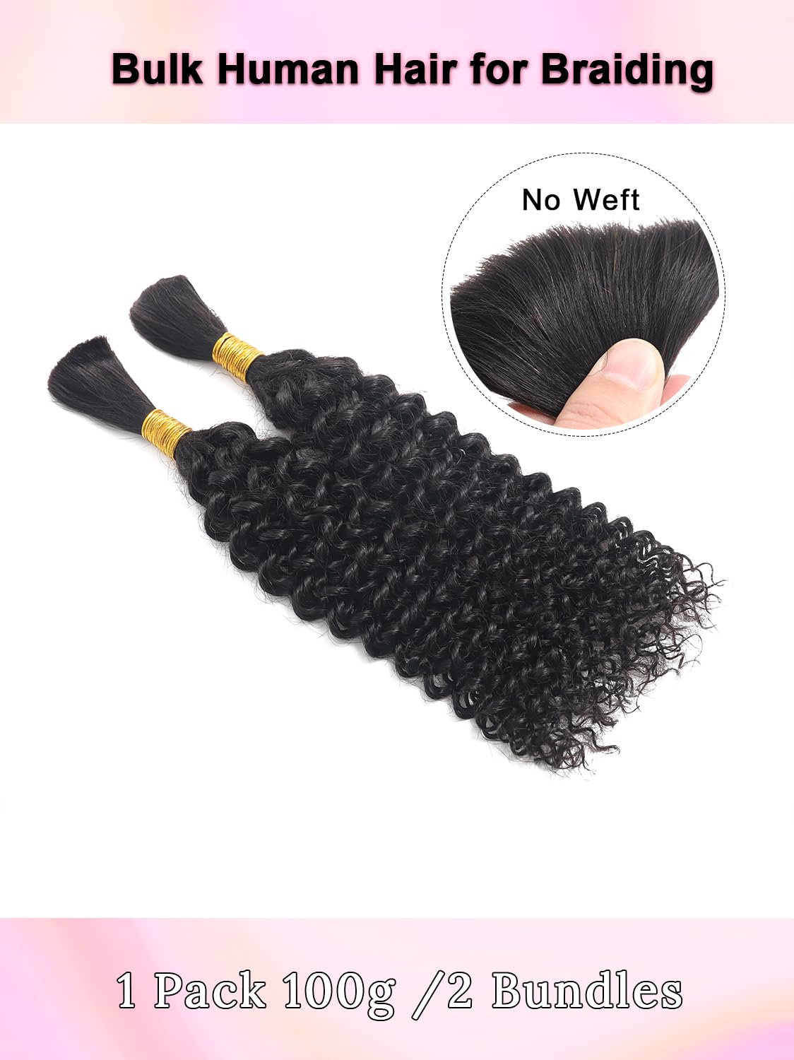 100 Percent Human Braiding Hair For Boho Braids Curly Human Hair Braiding Hair Full Bulk Human Hair For Braiding Wet Wavy 100g 2 Bundles No Weft Micro Braiding Hair Human Hair Extensions YNiSew - Image 4