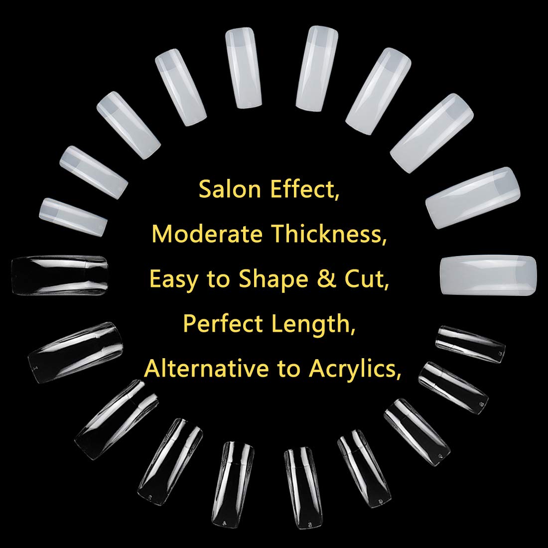 Professional 1000 Piece Clear Short Square French Acrylic Nail Tips Kit with Clipper and Files - Image 5