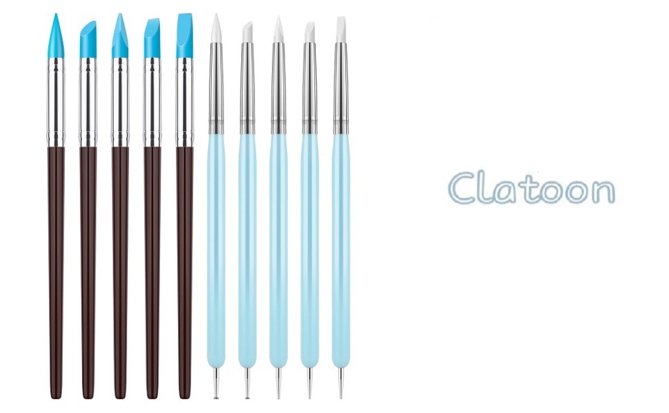 Clatoon 10Pcs Silicone Clay Sculpting Tool