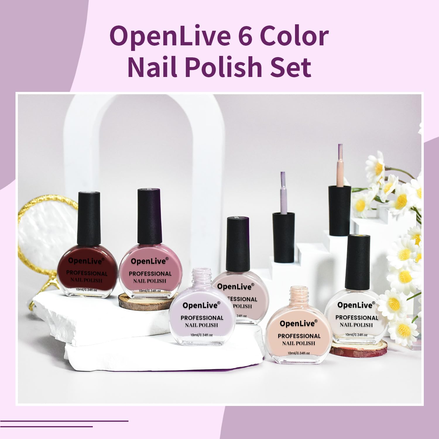 10ml Nude Pink Nail Polish Set 6 Colors Brown Red Purple All Seasons Neutral Color Quick Dry Nail Polish Set for Women Salon DIY Nail Art - Image 3
