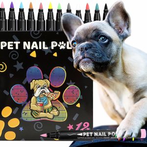 Quick Dry Dog Nail Polish Pens 12 Colors,Pet Safe and Non-Toxic Nail Polish Easy Application for Dogs, Cats, and Small Pets Nail Accessories