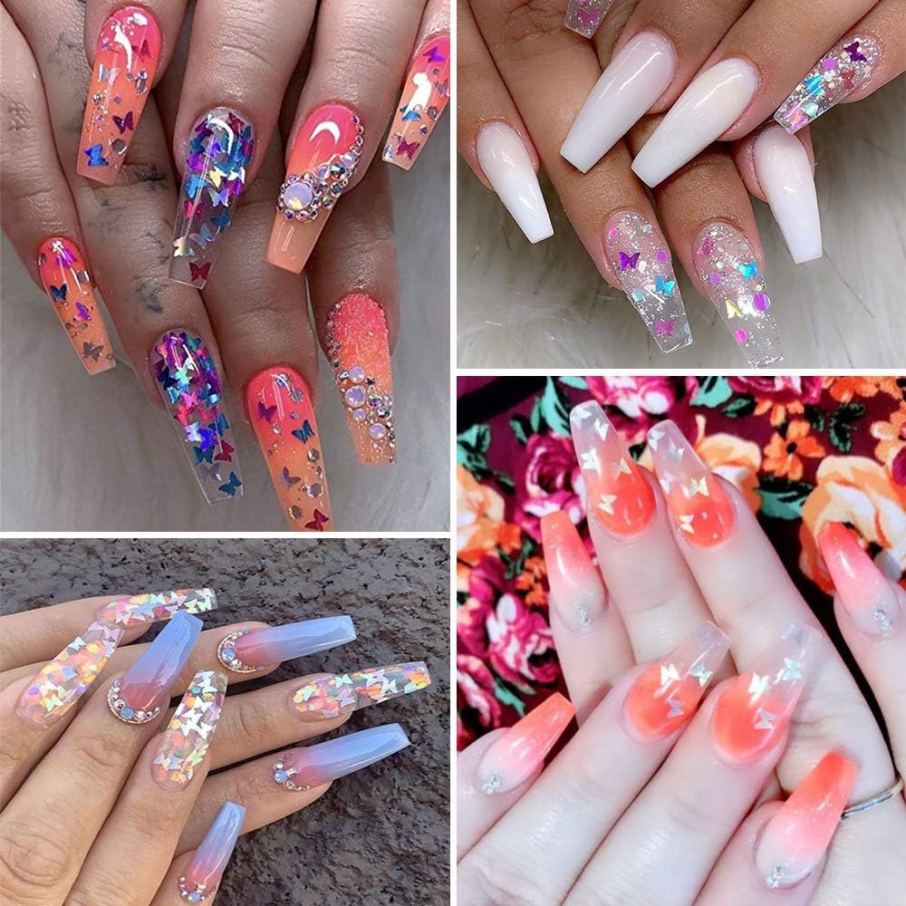 12 Colors Butterfly Glitter Nail Sequins - 3D Nail Art Flakes Colorful Confetti Glitter Sticker Decals Manicure Nail Art Design Makeup DIY Decoration - Image 2