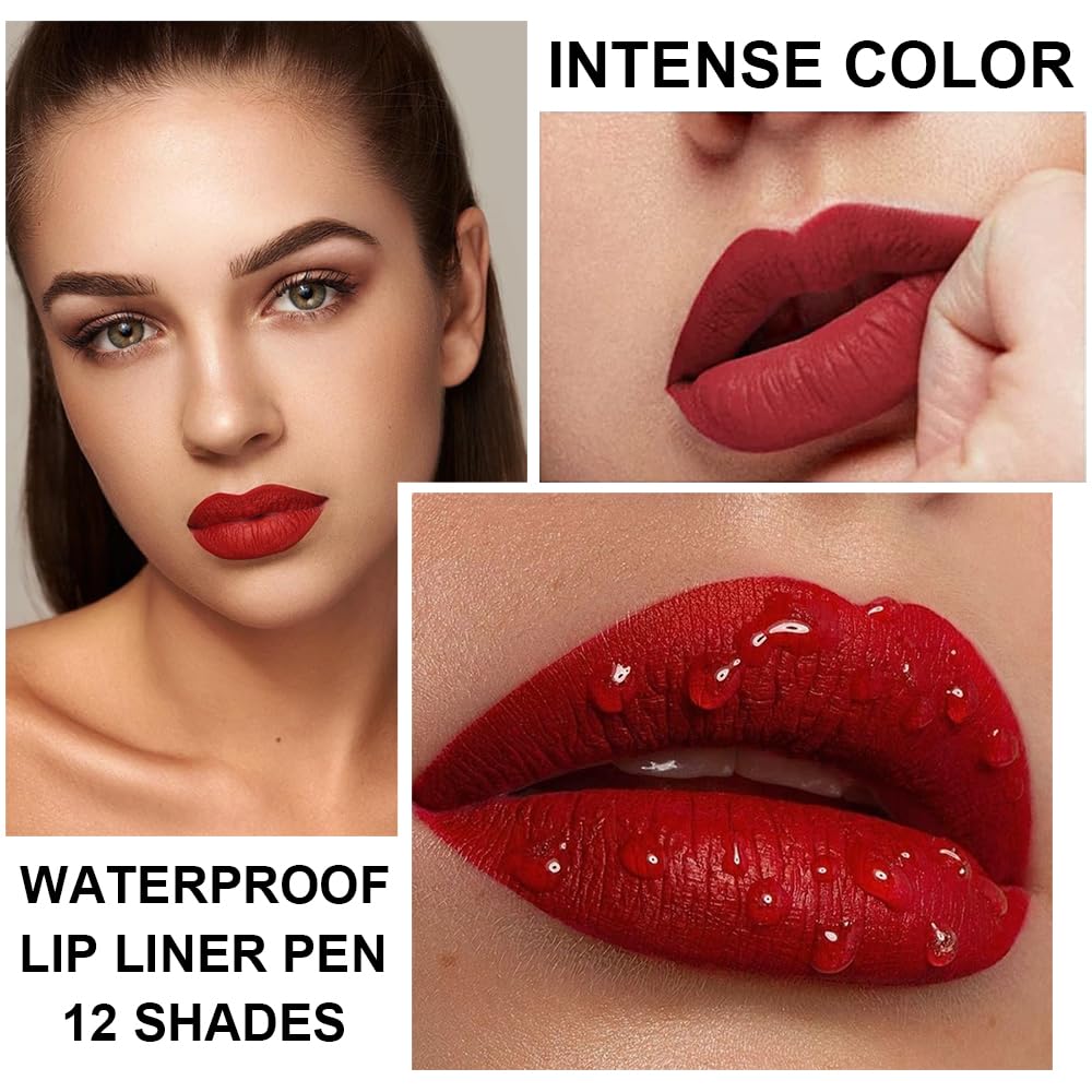 12 Colors Lip Liner Set, Matte Finish Series Lip Liners Pen Kit for Women, Long Lasting Waterproof Smooth High Pigmented Lip Pencil for Daily Makeup (Set A) - Image 5