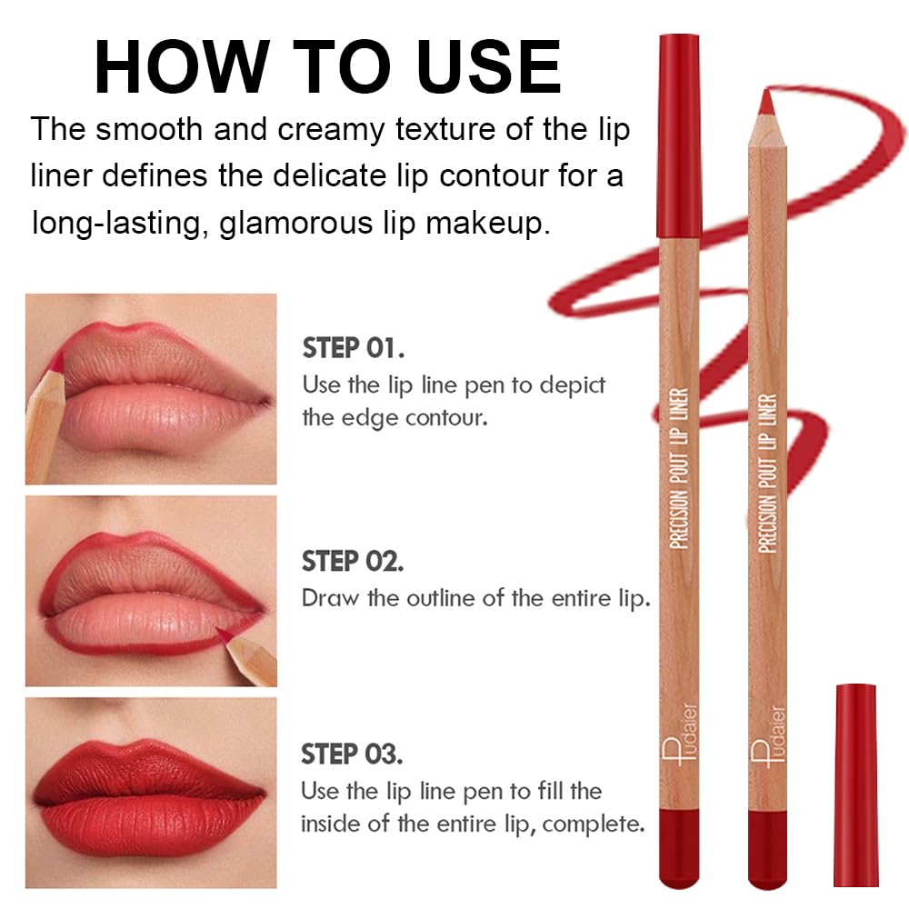 12 Colors Lip Liner Set, Matte Finish Series Lip Liners Pen Kit for Women, Long Lasting Waterproof Smooth High Pigmented Lip Pencil for Daily Makeup (Set A) - Image 6