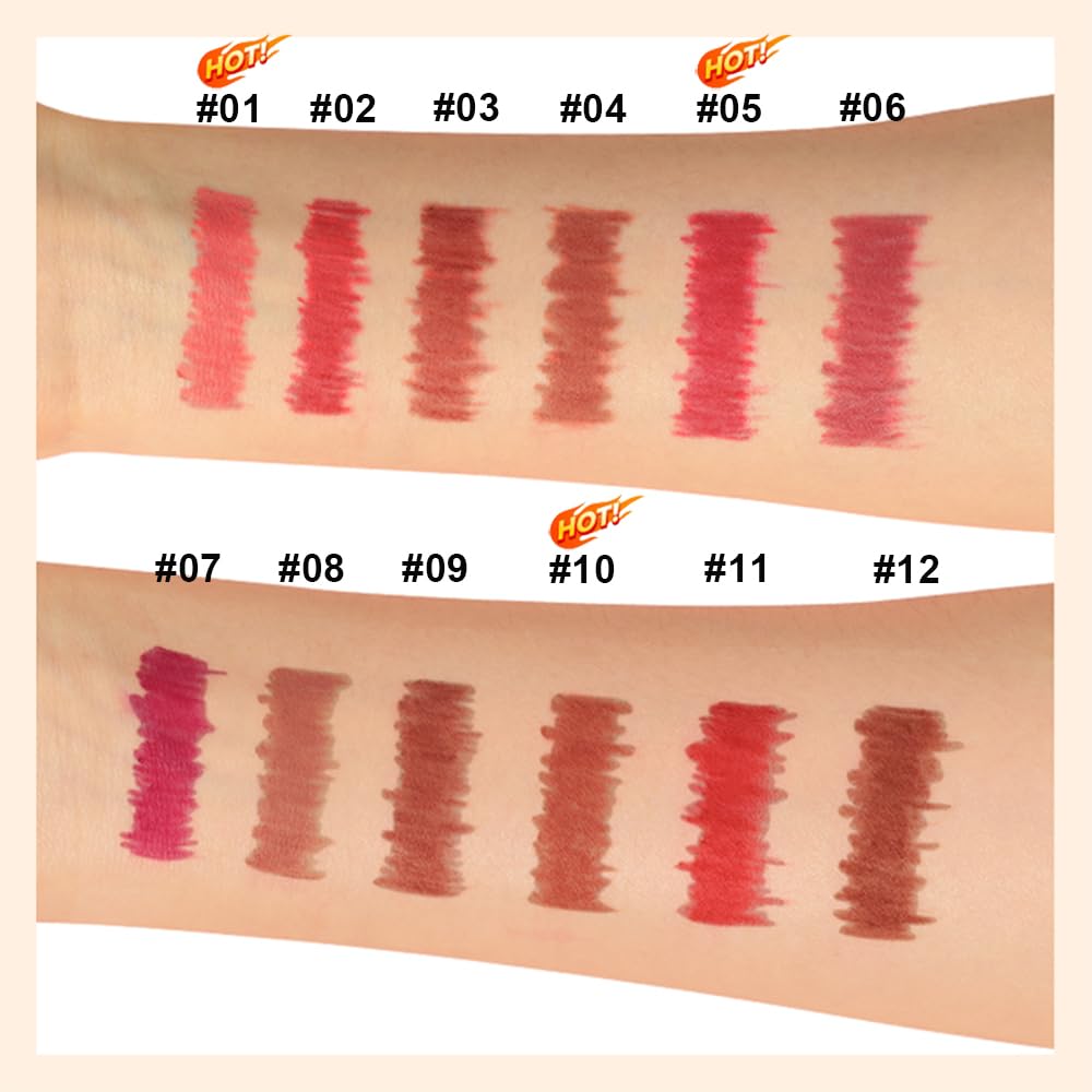 12 Colors Lip Liner Set, Matte Finish Series Lip Liners Pen Kit for Women, Long Lasting Waterproof Smooth High Pigmented Lip Pencil for Daily Makeup (Set A) - Image 7