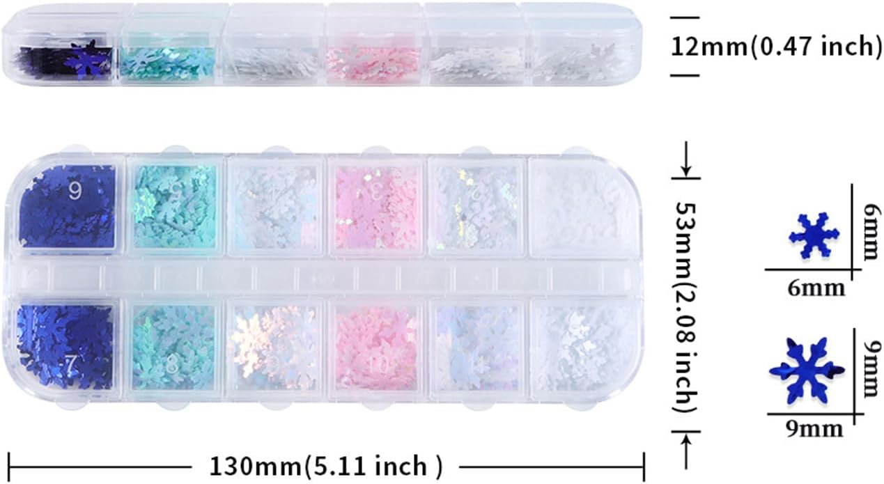 12 Grids Christmas Holographic Snowflake Glitter Sequins for Acrylic Nail Art - Image 6
