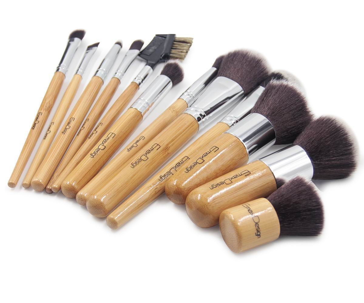 12 Pieces Makeup Brush Set Professional Bamboo Handle Premium Synthetic Kabuki Foundation Blending Blush Concealer Eye Face Liquid Powder Cream Cosmetics Brushes Kit With Bag - Image 6