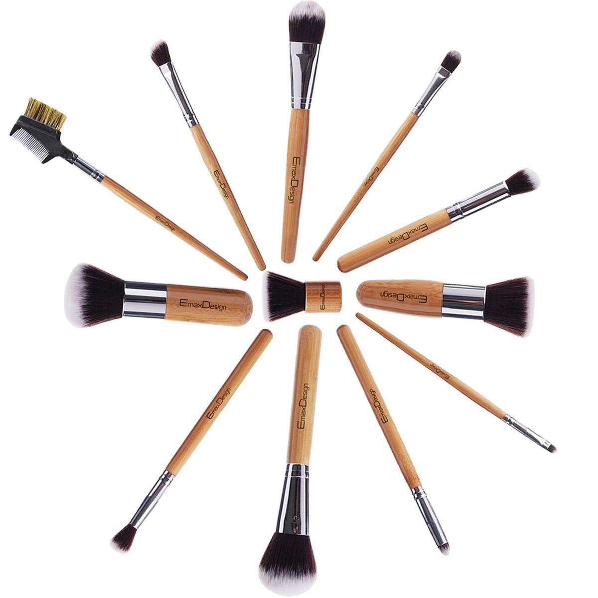 12 Pieces Makeup Brush Set Professional Bamboo Handle Premium Synthetic Kabuki Foundation Blending Blush Concealer Eye Face Liquid Powder Cream Cosmetics Brushes Kit With Bag - Image 4