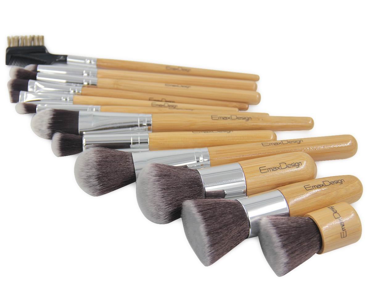 12 Pieces Makeup Brush Set Professional Bamboo Handle Premium Synthetic Kabuki Foundation Blending Blush Concealer Eye Face Liquid Powder Cream Cosmetics Brushes Kit With Bag - Image 7