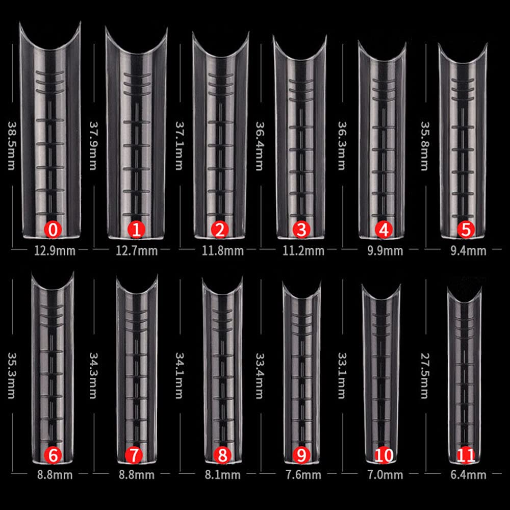120PCS Nail Form C Curve U Shape Nail Gel Nail tips Acrylic Nail Forms Clear Fake Nails12 Sizes with Scale - Image 3