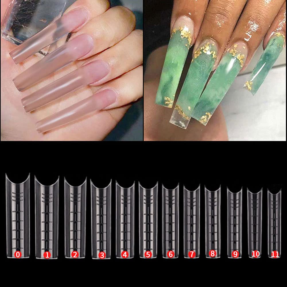 120PCS Nail Form C Curve U Shape Nail Gel Nail tips Acrylic Nail Forms Clear Fake Nails12 Sizes with Scale - Image 5