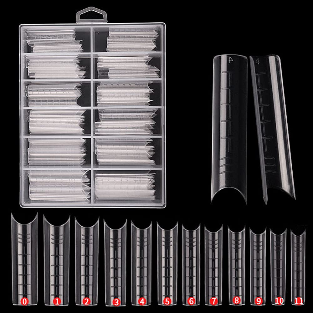 120PCS Nail Form C Curve U Shape Nail Gel Nail tips Acrylic Nail Forms Clear Fake Nails12 Sizes with Scale - Image 4