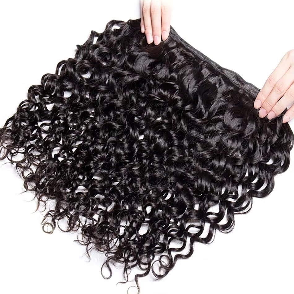12A 3 Bundles Water Wave Human Hair (16 18 20 Inch) 100% Unprocessed Weave Brazilian Human Hair Bundles Full And Thick Virgin Hair Extensions Natural Color - Image 3