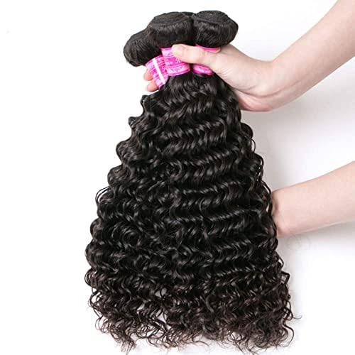 12A 3 Bundles Water Wave Human Hair (16 18 20 Inch) 100% Unprocessed Weave Brazilian Human Hair Bundles Full And Thick Virgin Hair Extensions Natural Color - Image 5
