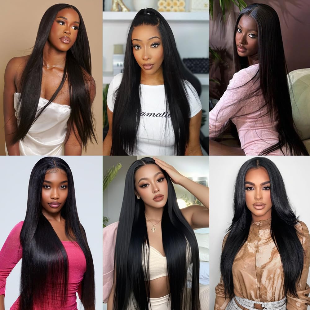 12A Human Hair Bundles 20 22 24 Inch Straight Human Hair 100% Unprocessed Brazilian Hair 3 Bundles Quick Weave Natural Black - Image 5