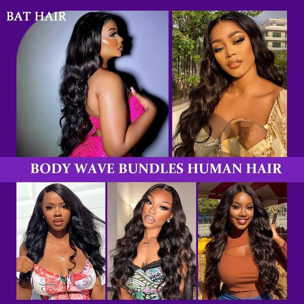 12A Human Hair Bundles 24 Inch Body Wave Bundles Human Hair 100% Unprocessed Brazilian Virgin Weave 1 Bundle for Women Natural Black Wavy Human Hair Extensions - Image 6
