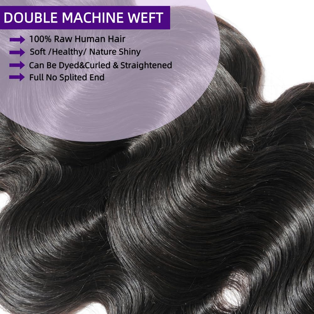 12A Human Hair Bundles 24 Inch Body Wave Bundles Human Hair 100% Unprocessed Brazilian Virgin Weave 1 Bundle for Women Natural Black Wavy Human Hair Extensions - Image 4