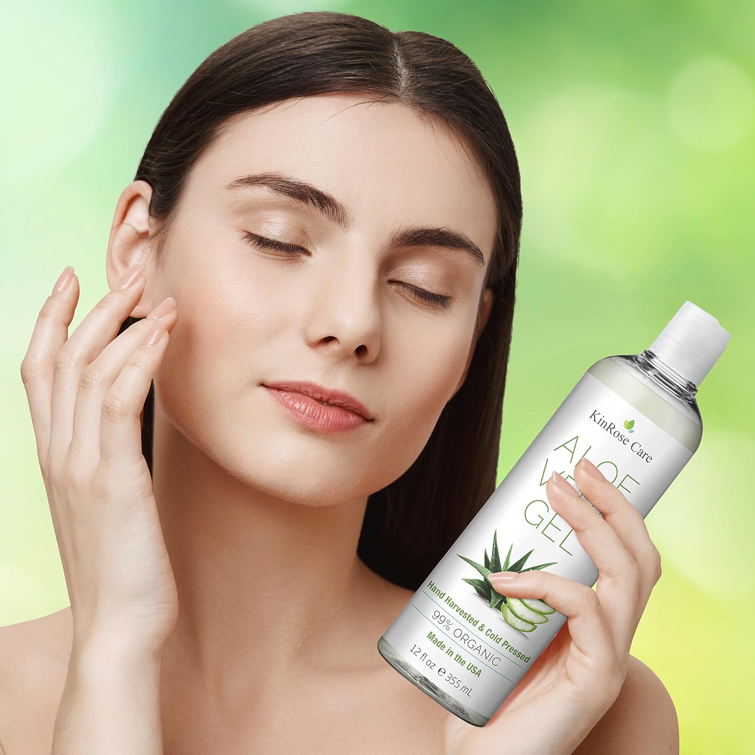 12oz Organic Aloe Vera Gel for Face, Skin, Hair & Sunburn Relief - From 100 Percent Pure Aloe Vera - Cold Pressed, Vegan, Unscented - Made in USA. - Image 5
