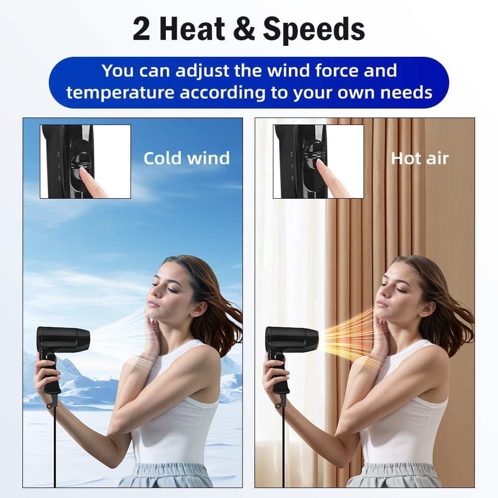 12V Car Hair Dryer Hot&Cold Folding Portable Car Hair Dryer Window Defroster for Camping Travel Hairdryer Fast Drying