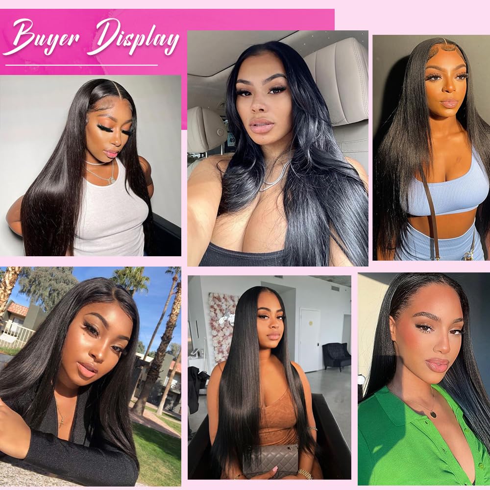 13x6 Straight Lace Front Wigs Human Hair 200% Density Straight Wigs Human Hair For Women HD Transparent Lace Straight Wigs Pre Plucked 24 Inch - Image 6