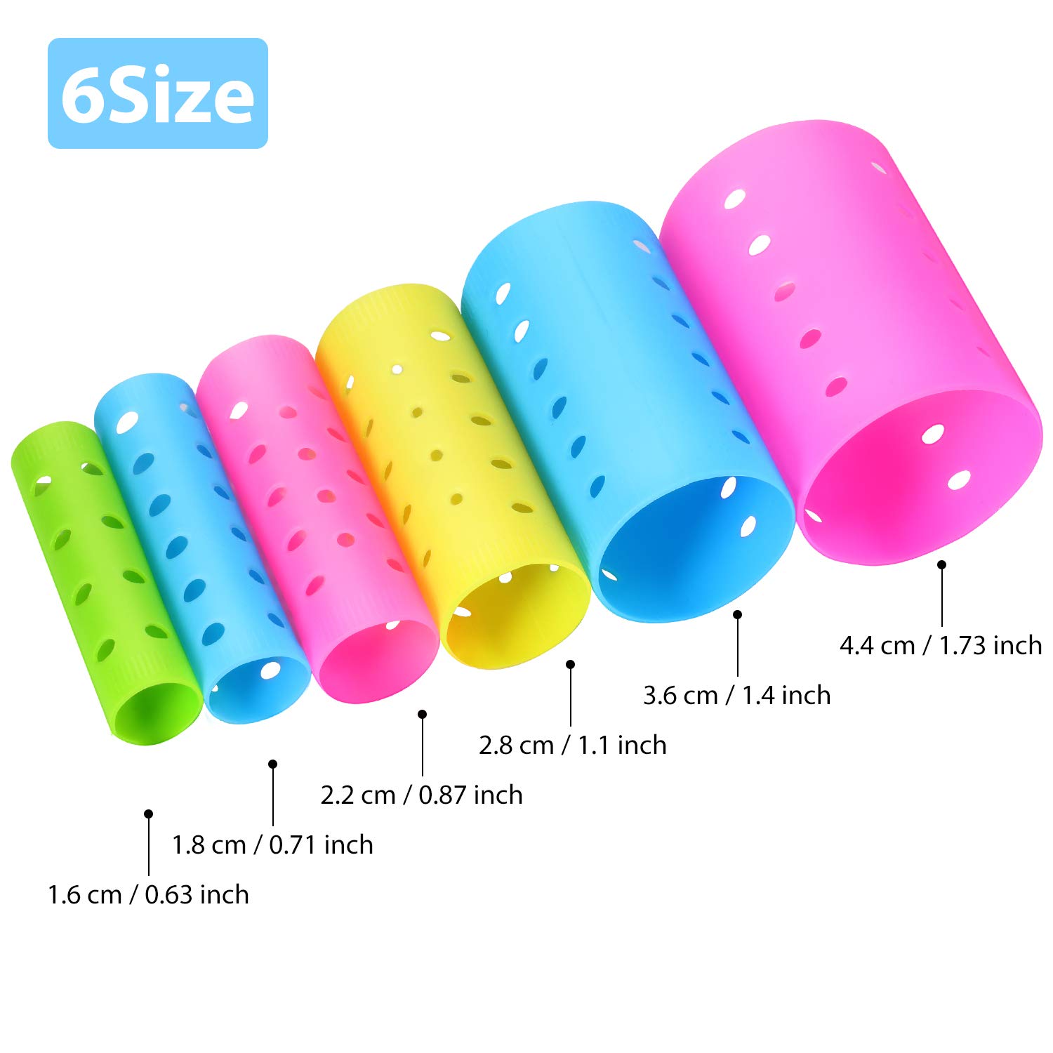 141 Pieces Hair Rollers Set Include 60 Plastic Hair Rollers (Multicolor,6 Size) - Image 2