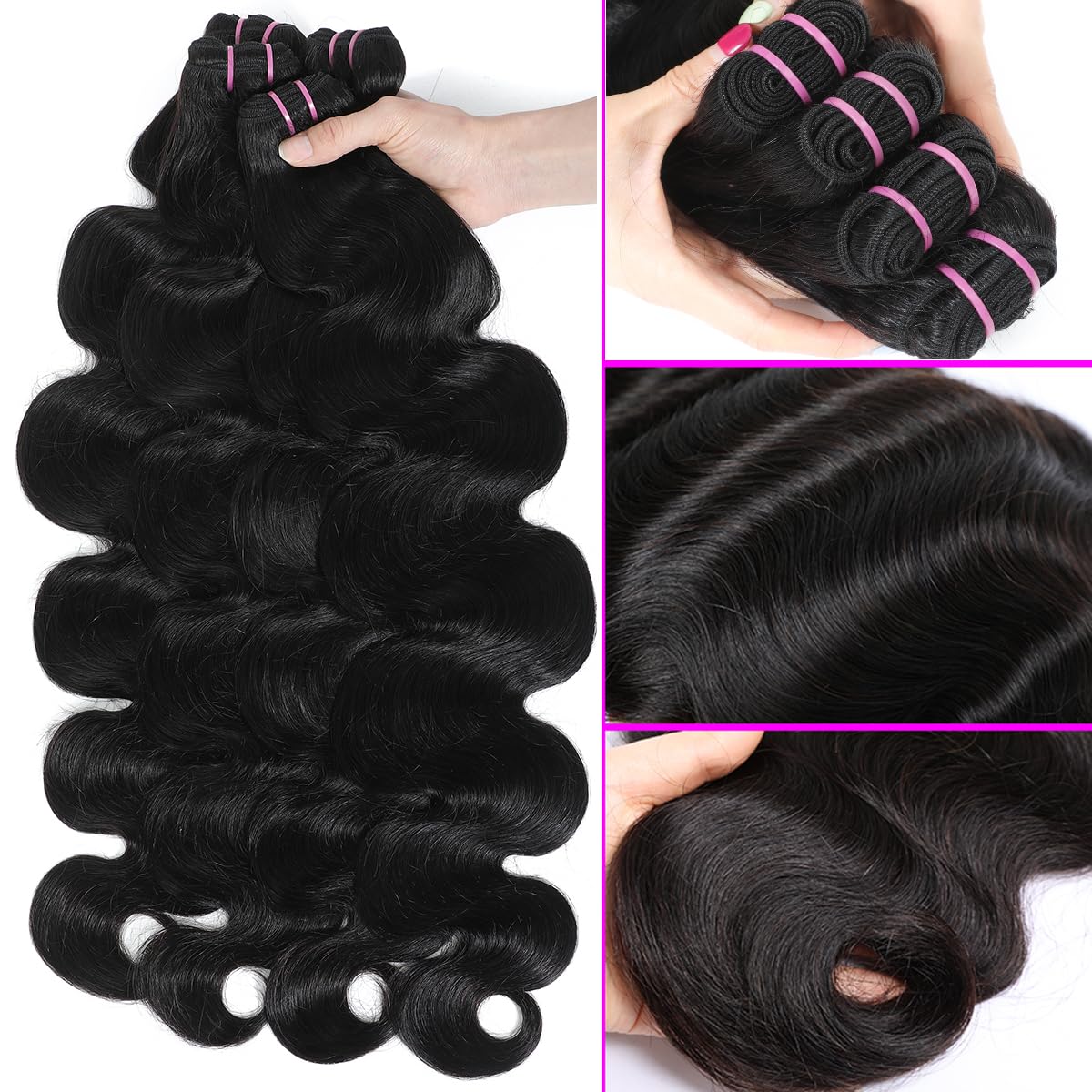 15A Raw Human Hair Bundles 18 20 22 24 Inche Body Wave Human Hair,Triple Lifespan Indian Virgin Hair,No Tangle Shedding,Multiple Washes Keep Texture Silky Soft - Image 2