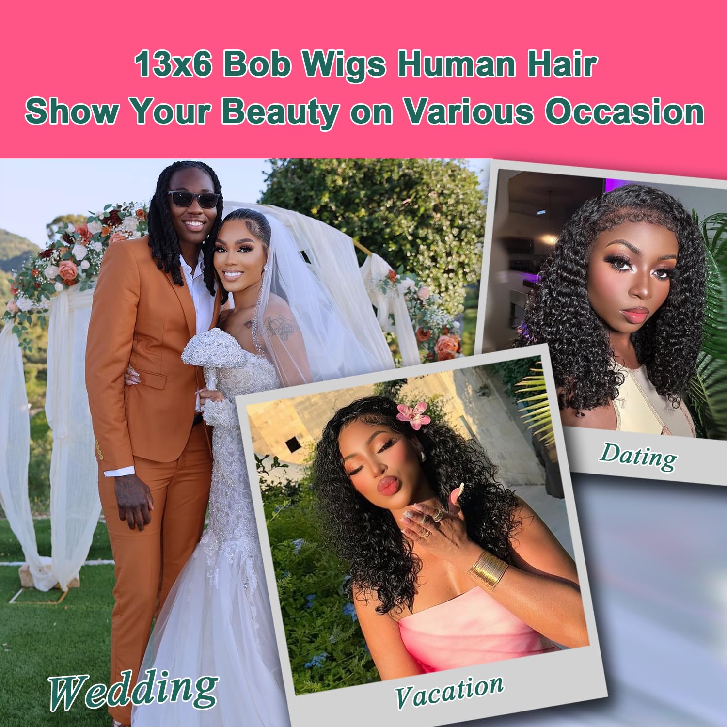 16 Inch HD Deep Wave Glueless Lace Front Bob Wig 210 Density Human Hair Pre Plucked Curly For Black Women - Image 7