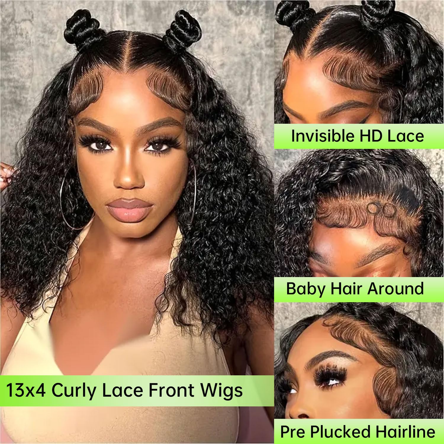 16 Inch Deep Wave Human Hair Bob Wig 200% Density HD Lace Frontal - Image 2