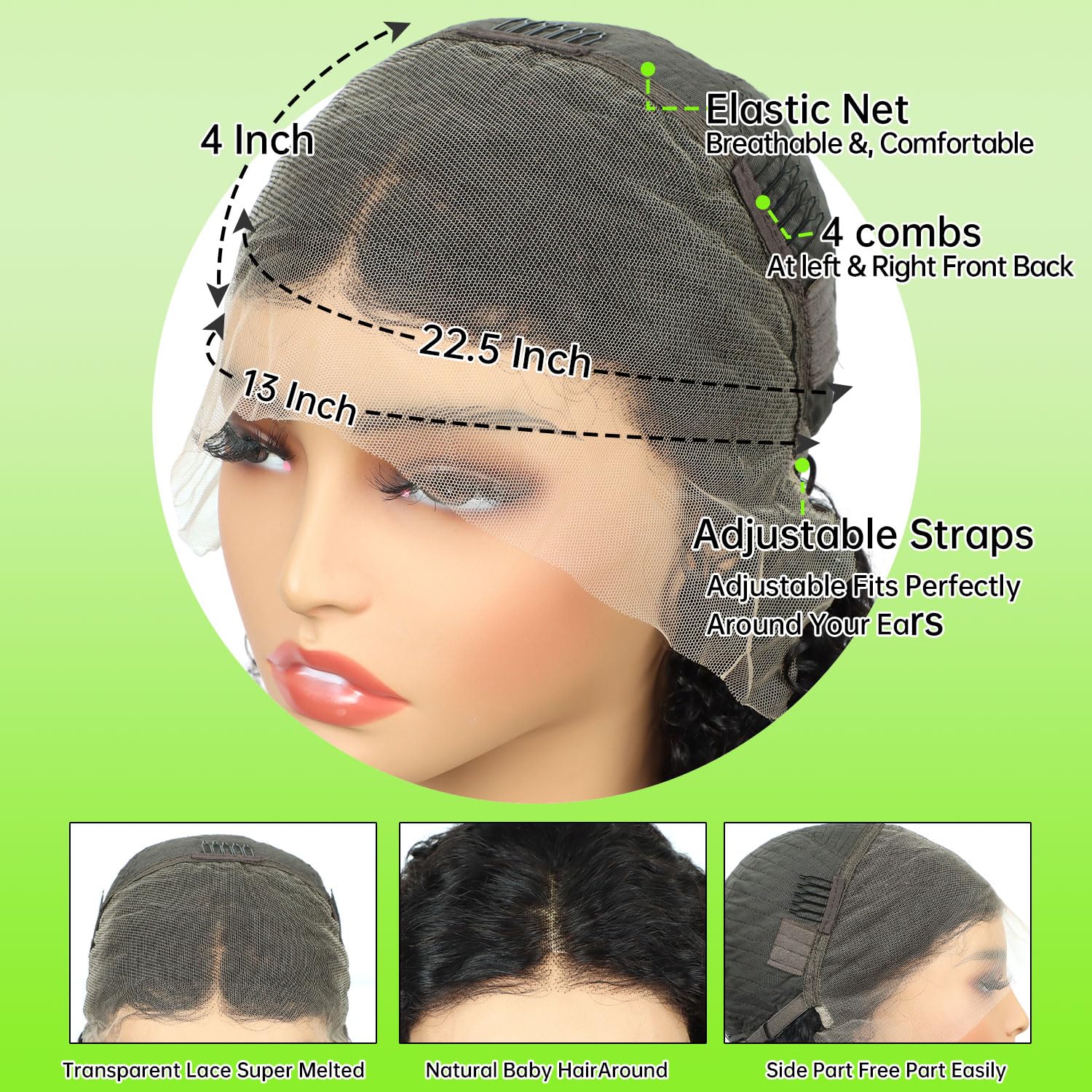 16 Inch Deep Wave Human Hair Bob Wig 200% Density HD Lace Frontal - Image 7