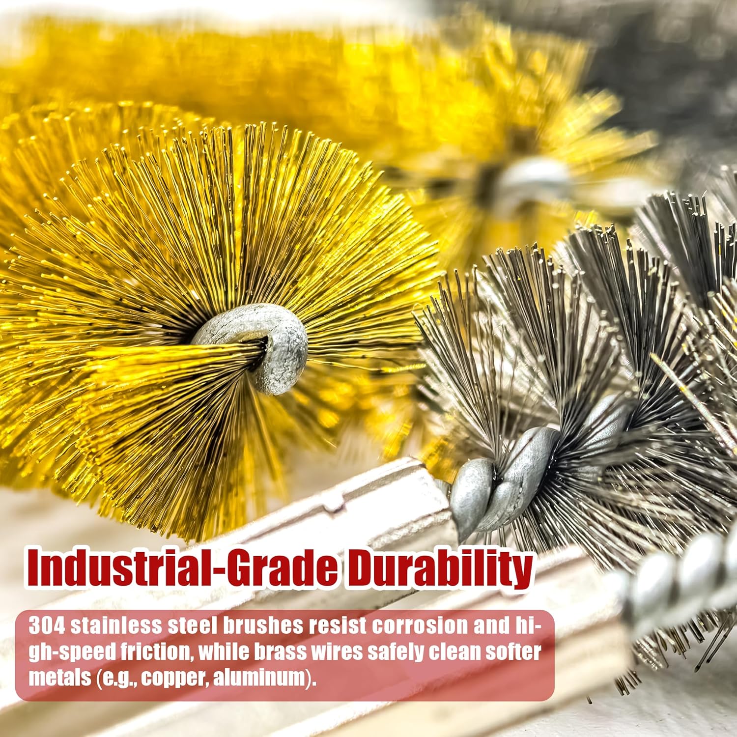 16-Piece Bore Brush Set - 304 Stainless Steel & Brass Drill Wire Bore Cleaning Brushes - 1/4" Hex Shank for Power Drills, Impact Drivers, Grinders (8/10/12/15/17/19/22/25mm) - Image 4