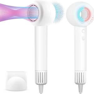 160000 RPM High Speed Hair Dryer, Brushless Motor 500 Million Negative Ionic Blow Dryer, Travel Fast Drying Hairdryer, Low Noise, Lightweight, Blowdryer with Nozzle, Home Use,White
