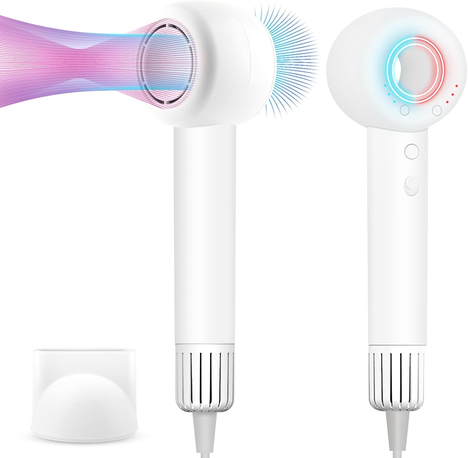 160000 RPM High Speed Hair Dryer, Brushless Motor 500 Million Negative Ionic Blow Dryer, Travel Fast Drying Hairdryer, Low Noise, Lightweight, Blowdryer with Nozzle, Home Use,White