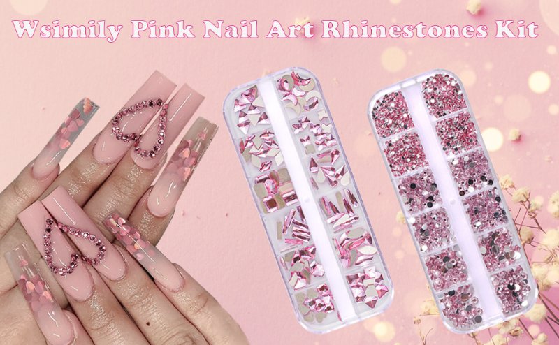 Pink Nail Art Rhinestones Kit