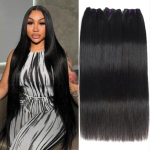 16A Human Hair Bundles Straight 3 Bundles Human Hair 26 28 30 Inch 100% Unprocessed Vietnamese Raw Hair Bundles Full and Thick Straight Weave Hair Extensions for Women
