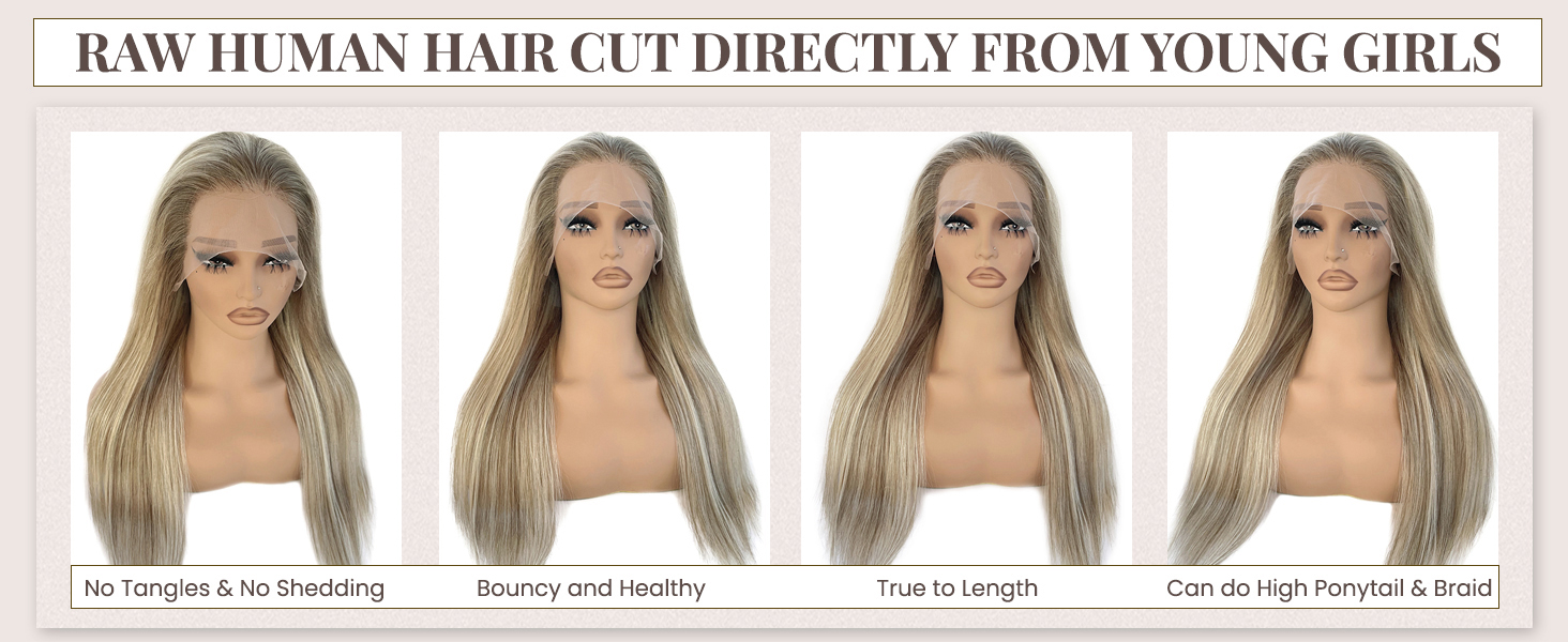 light blonde highlights human hair lace front wigs