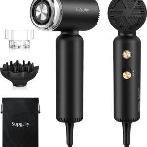 Dual Voltage Hair Dryer, High-Speed Ionic Blow Dryer for Fast Drying, Travel Compact Hair Blow Dryer with Magnetic Curly Diffuser for Home, Portable Hairdryer International 110-240V