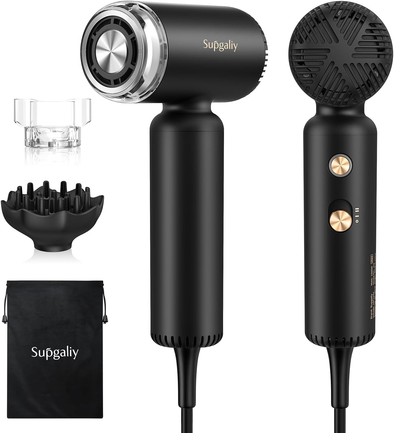 Dual Voltage Hair Dryer, High-Speed Ionic Blow Dryer for Fast Drying, Travel Compact Hair Blow Dryer with Magnetic Curly Diffuser for Home, Portable Hairdryer International 110-240V
