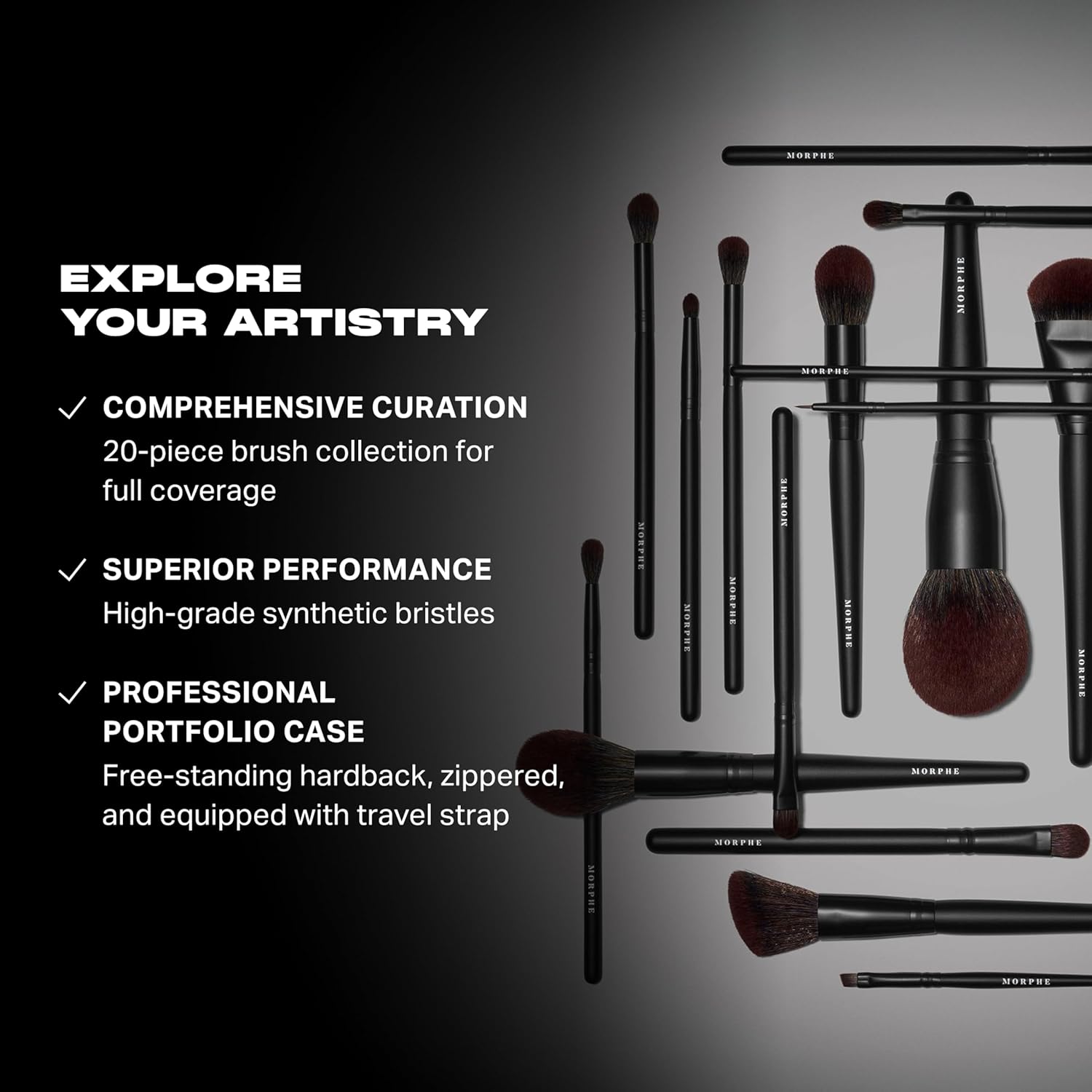 Morphe MUA Life Makeup Brushes - 20 Piece Makeup Brush Set of Eye and Face Brushes - Made with Synthetic Bristles and Includes Carrying Case (20 Count) - Image 2