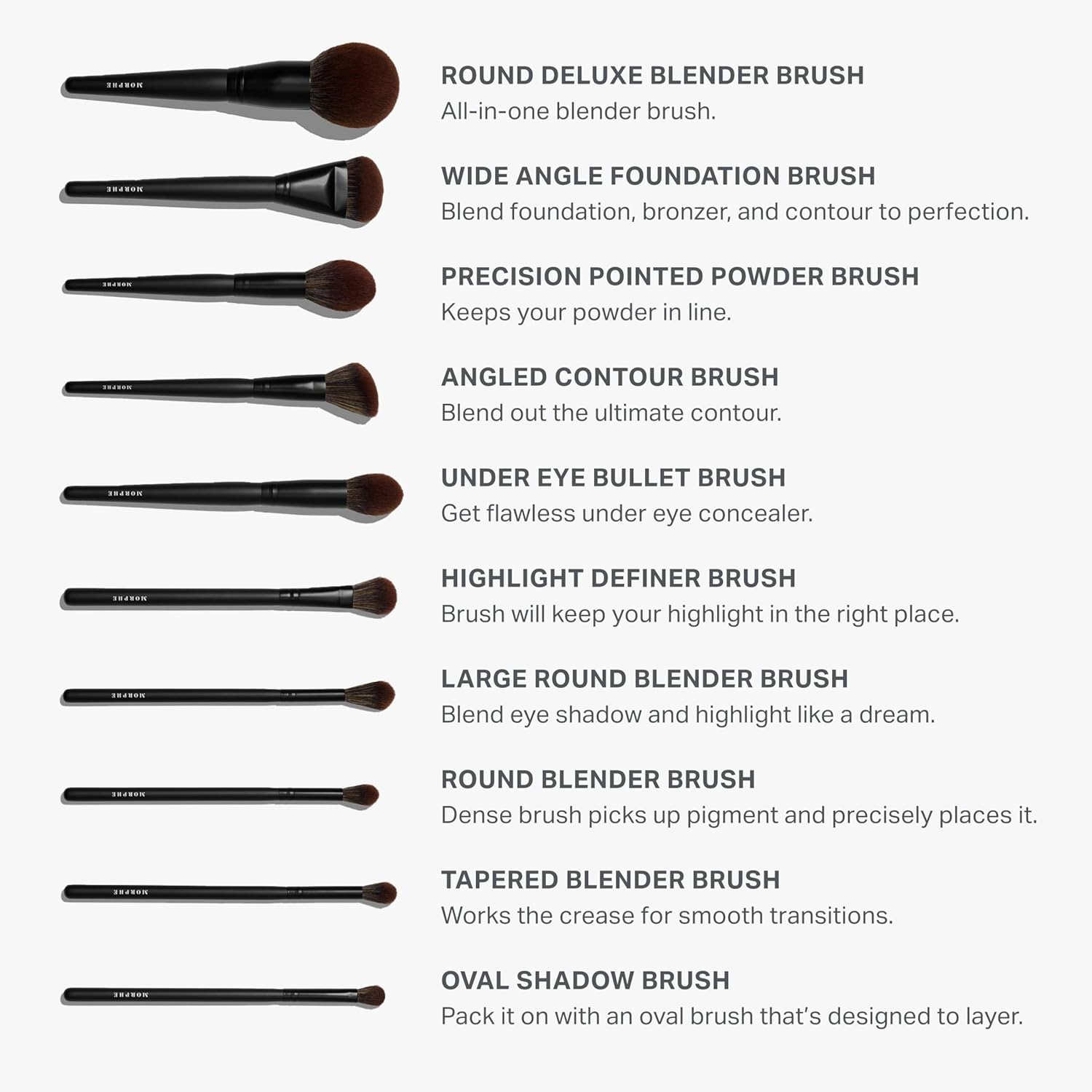 Morphe MUA Life Makeup Brushes - 20 Piece Makeup Brush Set of Eye and Face Brushes - Made with Synthetic Bristles and Includes Carrying Case (20 Count) - Image 3