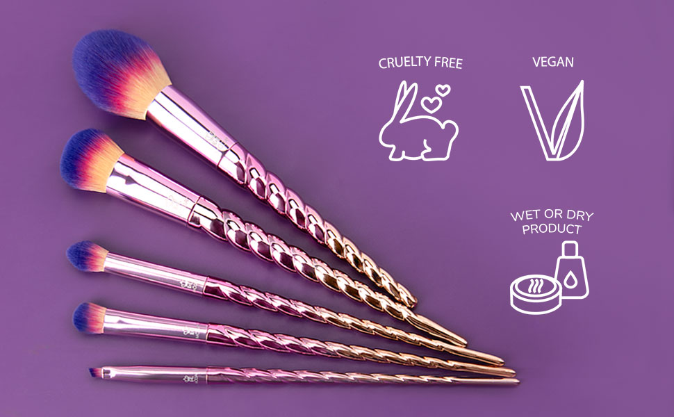 vegan, cruelty-free makeup brushes for wet/dry products