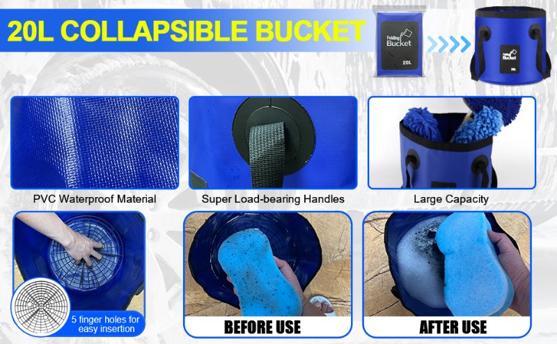 Car Wash Bucket with Dirt Trap