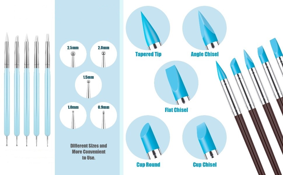 Clatoon 10Pcs Silicone Clay Sculpting Tool