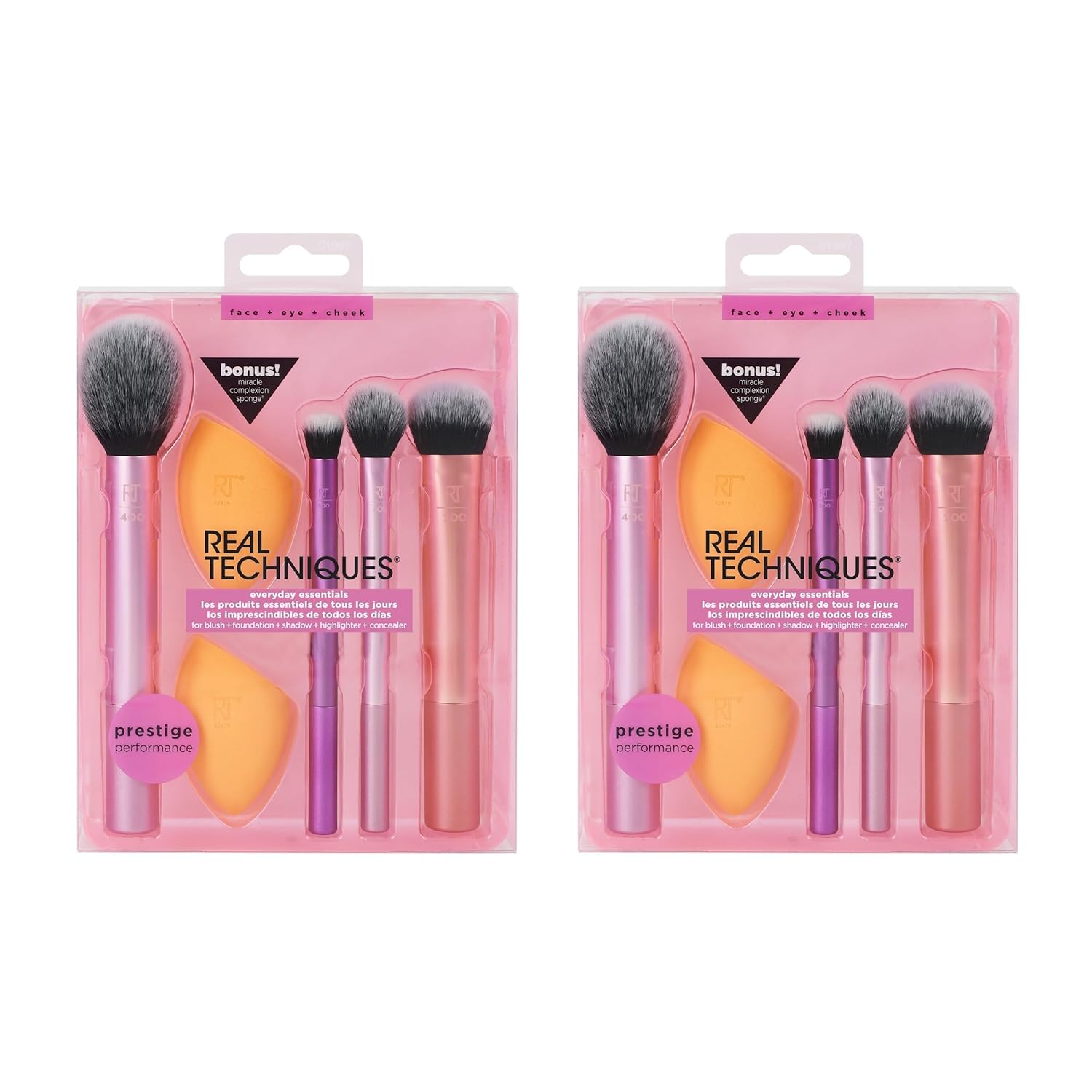 Real Techniques Makeup Brush Set with 2 Makeup Sponge Blenders, For Eyeshadow, Foundation, Blush, and Concealer, UltraPlush Synthetic Bristles, 6 Piece Makeup Brush Set (Pack of 2) - Image 2