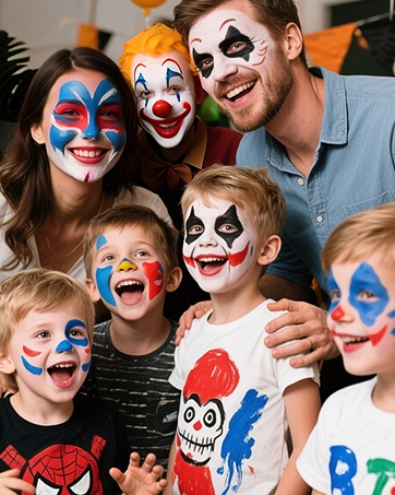 body Paint 4th of July, Joker Clown Makeup Red White black Blue Pride Face Painting for USA Flag
