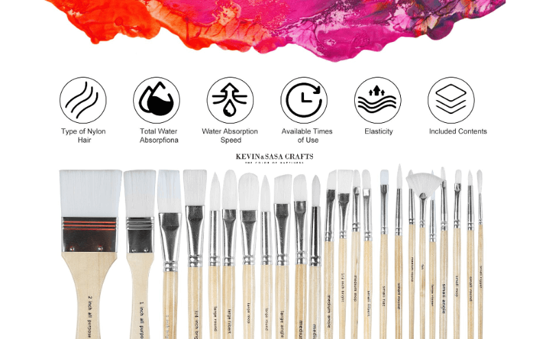 24 Pieces Artist Paint Brushes Set, Multi-functional Wooden Handles Brushes with Canvas Brush Case