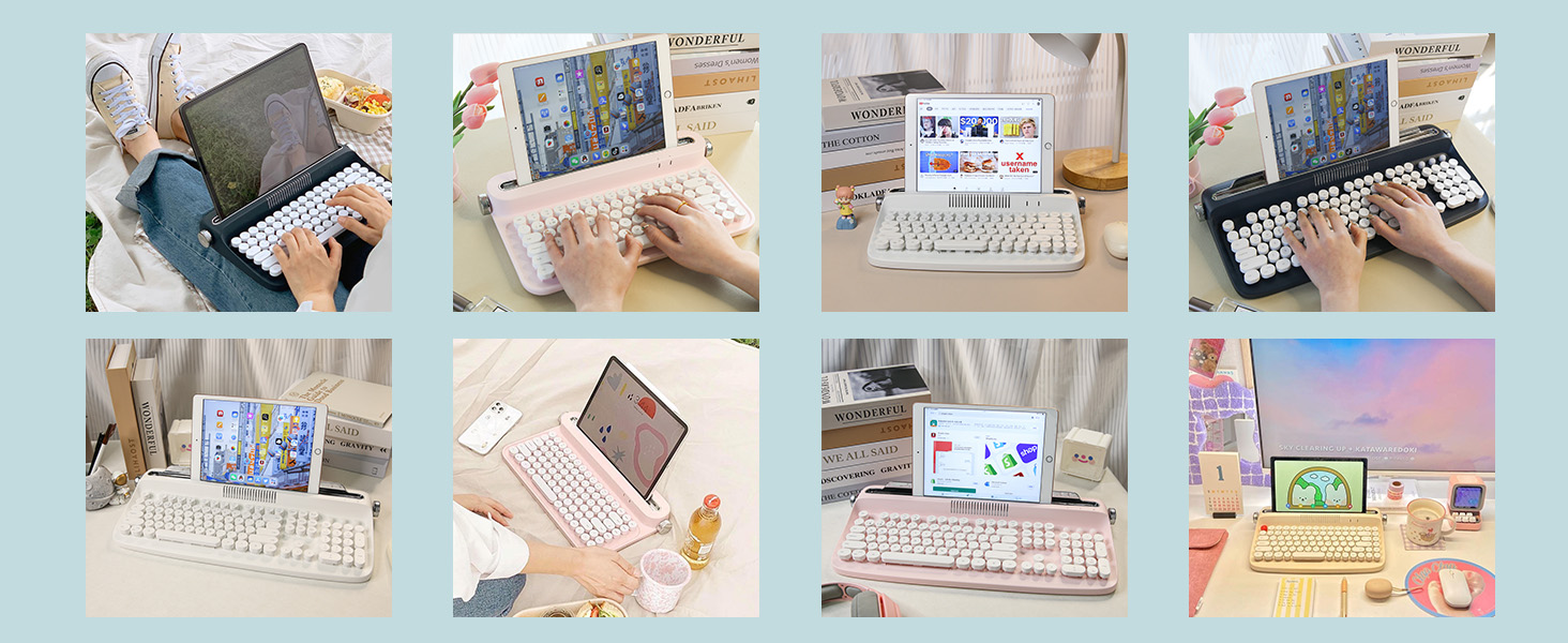YUNZII ACTTO B303 Wireless Typewriter Keyboard, Retro Bluetooth Aesthetic Keyboard