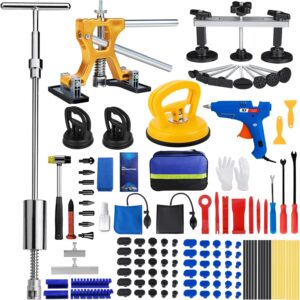 Dent Puller Hail Remover Kit, Professional Car Paintless Dent Removal Kit Tools, 2 in 1 T-Bar,Adjustable Dent Lifter, Bridge Puller Slide Hammer Dent Suction Puller for Auto Body SUV Damage DIY Repair